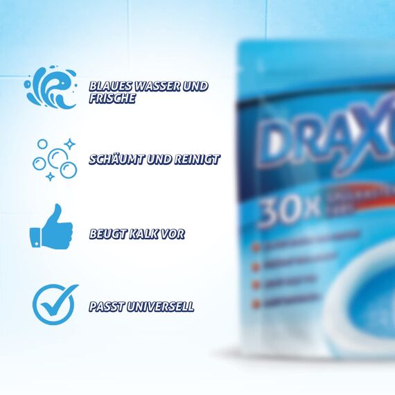 DRAXUS 30x Spülkasten Tabs I Wasserkastenwürfel für den Spülkasten im Vorratspack I WC Tabs färben das Wasser blau I Sorgen für Frische und Sauberkeit (3x Spar-Set)