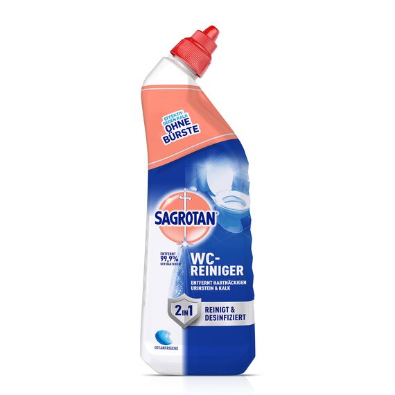 Sagrotan WC-Reiniger Ozeanfrische – 2in1 Reinigungsmittel mit Antischmutzfilm für langanhaltende WC-Frische – 1 x 750 ml