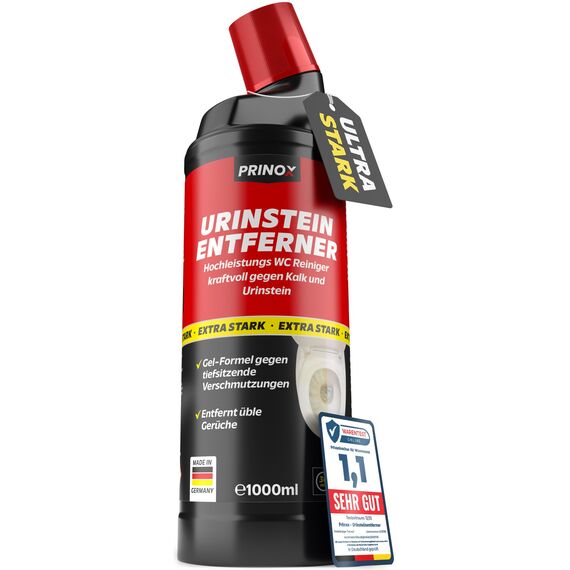 PRINOX Urinsteinentferner EXTRA STARK 1000ml - Profi Urinstein & Kalkentferner Konzentrat - Extrem kraftvoller Urinsteinlöser & WC Reiniger mit Schräghals