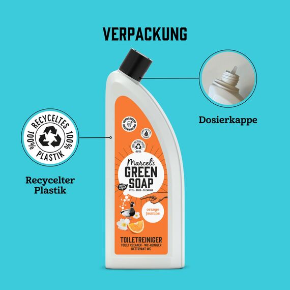 Marcel's Green Soap WC-Reiniger Orange & Jasmin – Toilettenreiniger ohne Chlor/Bleichmittel – entkalkend, gegen Urinstein – vegan & 98% biologisch abbaubar – 750 ml