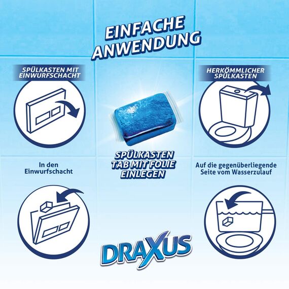 DRAXUS 30x Spülkasten Tabs I Wasserkastenwürfel für den Spülkasten im Vorratspack I WC Tabs färben das Wasser blau I Sorgen für Frische und Sauberkeit (3x Spar-Set)