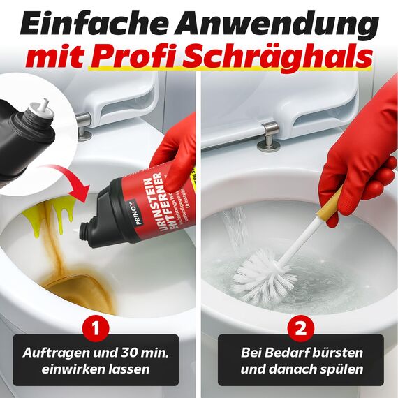 PRINOX 2x Urinsteinentferner EXTRA STARK 1000ml - Profi Urinstein & Kalkentferner Konzentrat - Extrem kraftvoller Urinsteinlöser & WC Reiniger mit Schräghals