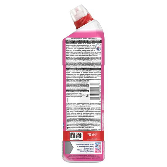 Domestos Kraft & Frische WC Gel Floral Fresh Reinigungsmittel mit frischem Blumen-Duft für hygienische Sauberkeit 750 ml 1 Stück