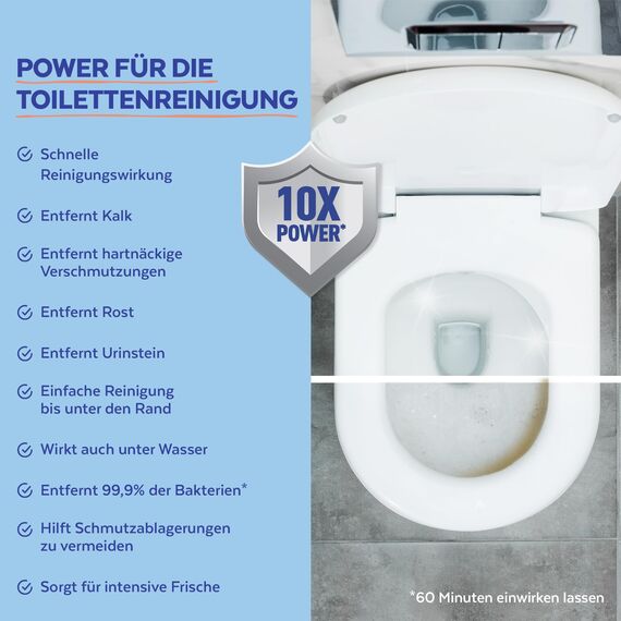 Sagrotan WC-Reiniger Ozeanfrische – 2in1 Reinigungsmittel mit Antischmutzfilm für langanhaltende WC-Frische – 4 x 750 ml