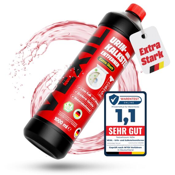 VEXIL® Urinsteinentferner EXTRA STARK - 1000 ml - entfernt mühelos hartnäckigen Urin- & Kalkstein - Profi WC-Reiniger - biologisch abbaubar - Urinsteinlöser Made in Germany