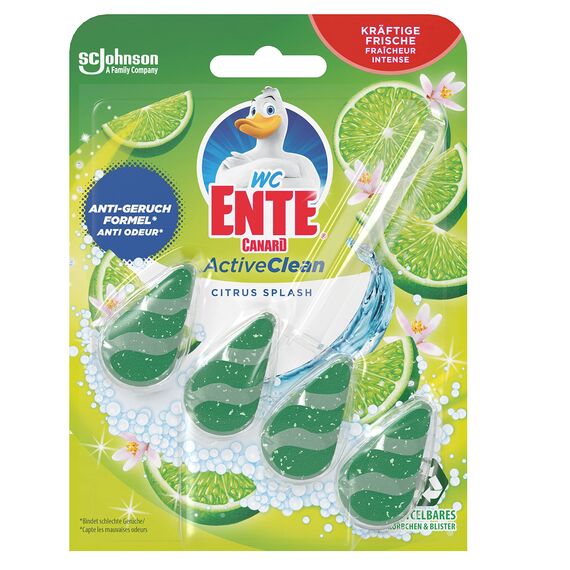 WC-Ente Active Clean WC Duftspüler-Einhänger, WC Reiniger, Citrus Splash-Duft, 38,6 g