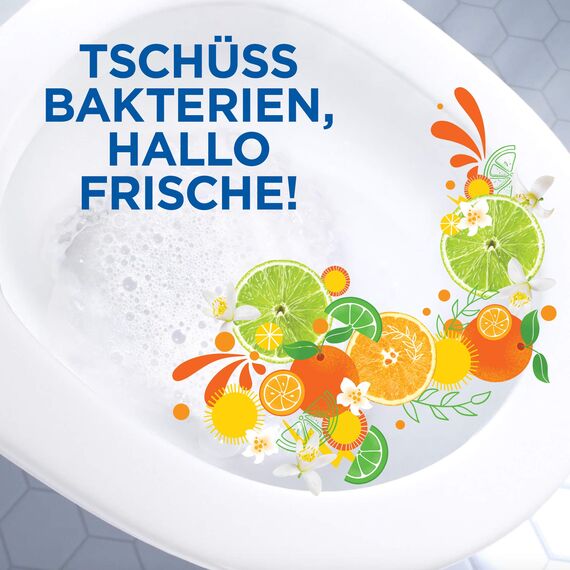 WC-Ente Total Aktiv Gel, Flüssiger WC Reiniger antibakteriell, Toilettenreiniger, Citrus Splash, 1er Pack (1 x 750 ml)