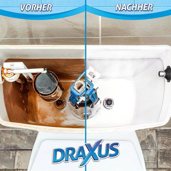 DRAXUS Spülkasten Reiniger in der XXL Flasche (1,0L) I Extra starker Spülkasten Entkalker I Entfernt Kalk und Ablagerungen gründlich