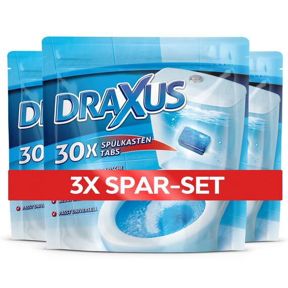 DRAXUS 30x Spülkasten Tabs I Wasserkastenwürfel für den Spülkasten im Vorratspack I WC Tabs färben das Wasser blau I Sorgen für Frische und Sauberkeit (3x Spar-Set)