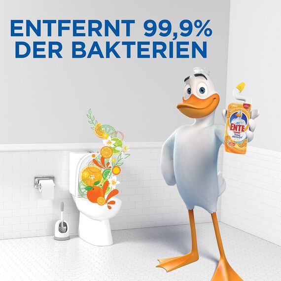 WC-Ente Total Aktiv Gel, Flüssiger WC Reiniger antibakteriell, Toilettenreiniger, Citrus Splash, 1er Pack (1 x 750 ml)