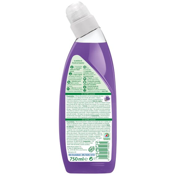 Frosch - Gel WC Ecológico, Limpiador de Cal y Residuos Para Inodoro, Higienizante con Lavanda - 750 ml