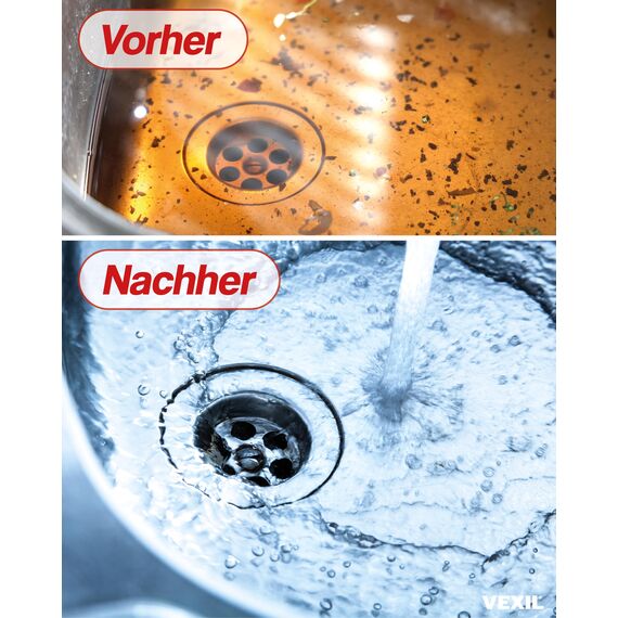 VEXIL Rohrreiniger - Profi Abflussreiniger EXTRA STARK für Extremfälle - 2x 1L Power Konzentrat löst hartnäckigste Verstopfungen wie Haare, Seifenreste, Fette - biologisch abbaubar - Made in Germany