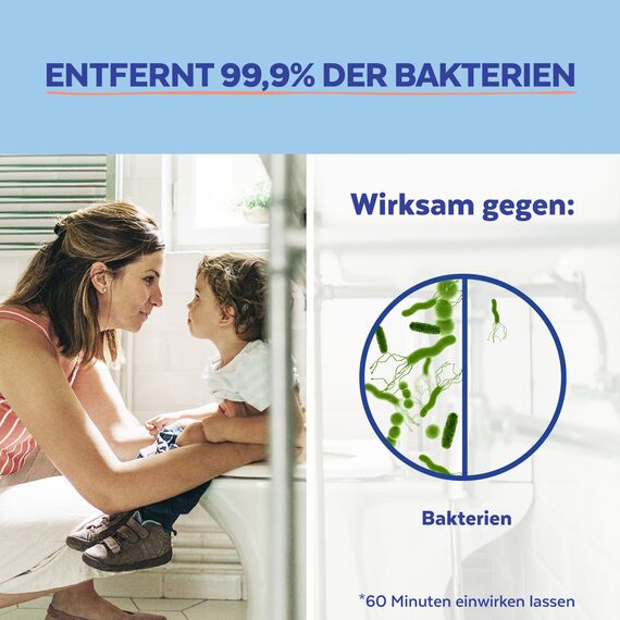 Sagrotan WC-Reiniger Ozeanfrische – 2in1 Reinigungsmittel mit Antischmutzfilm für langanhaltende WC-Frische – 1 x 750 ml