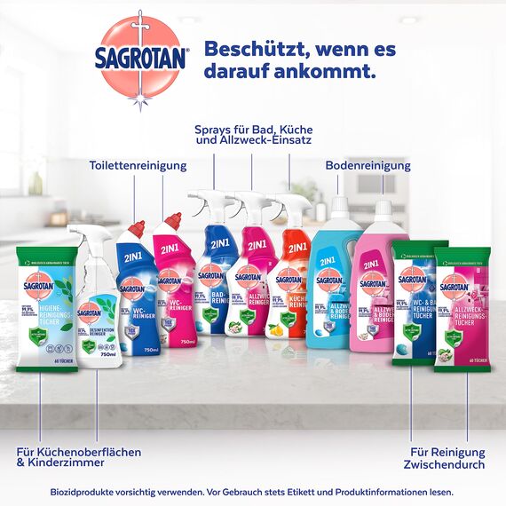 Sagrotan WC-Reiniger Ozeanfrische – 2in1 Reinigungsmittel mit Antischmutzfilm für langanhaltende WC-Frische – 1 x 750 ml