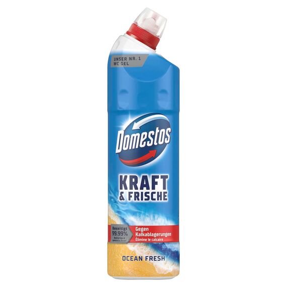 Domestos Kraft & Frische WC Gel Ocean Fresh Reinigungsmittel mit frischem Ocean-Duft für hygienische Sauberkeit 750 ml 1 Stück
