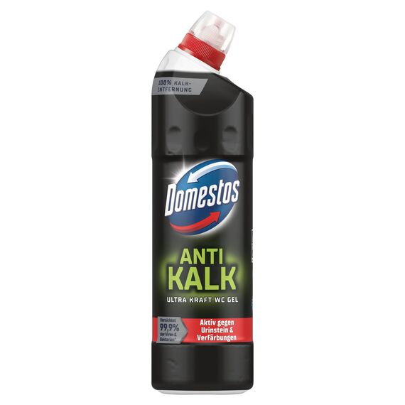 Domestos Anti Kalk Ultra Kraft WC Gel Reinigungsmittel gegen Urinstein und Verfärbungen für eine effektive WC Reinigung 750 ml