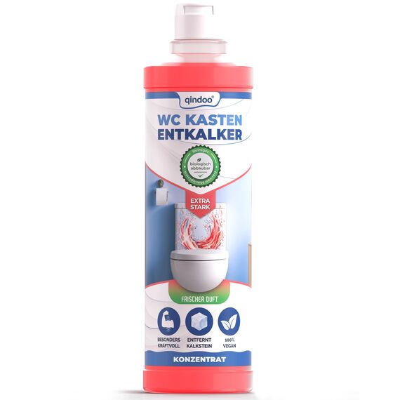 Qindoo WC Spülkasten Entkalker Shot - Extra Kalklöser für Aufputz und Unterputz WC-Kästen auch bei starken Kalk Krusten der Toilettenspülkasten Mechanik, 125ml