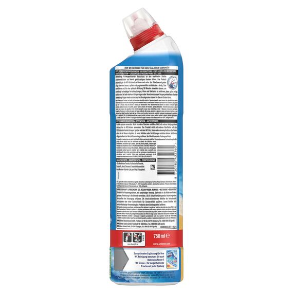 Domestos Kraft & Frische WC Gel Ocean Fresh Reinigungsmittel mit frischem Ocean-Duft für hygienische Sauberkeit 750 ml 1 Stück