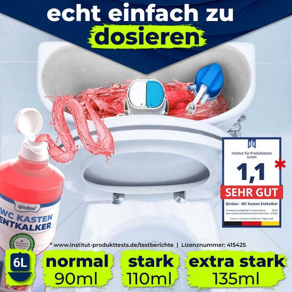 Qindoo WC Spülkasten Reiniger Entkalker, Extra starker Kalklöser für Aufputz und Unterputz Toilettenspülkasten, löst Sclamm und Kalk Krusten der Spülkästen Mechanik (0,5 Liter)