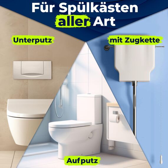 Qindoo Spülkasten WC Entkalker Toilettenspülkasten, Extra starker Kalklöser für Aufputz und Unterputz WC Kästen auch bei starken Kalk Krusten der Spülkästen Mechanik (5 Liter + Hahn)
