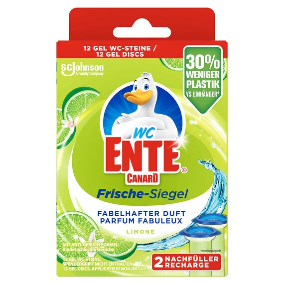 WC-Ente Frische-Siegel Nachfüller, körbchenloser WC-Reiniger, WC Duft, Lime, 3 x 2 Nachfüller (6 Stück)