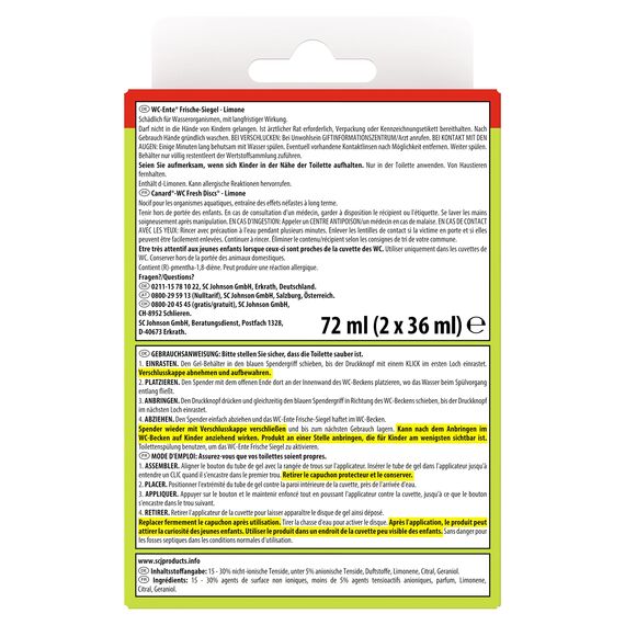 WC-Ente Frische-Siegel Nachfüller, körbchenloser WC-Reiniger, WC Duft, Lime, 3 x 2 Nachfüller (6 Stück)