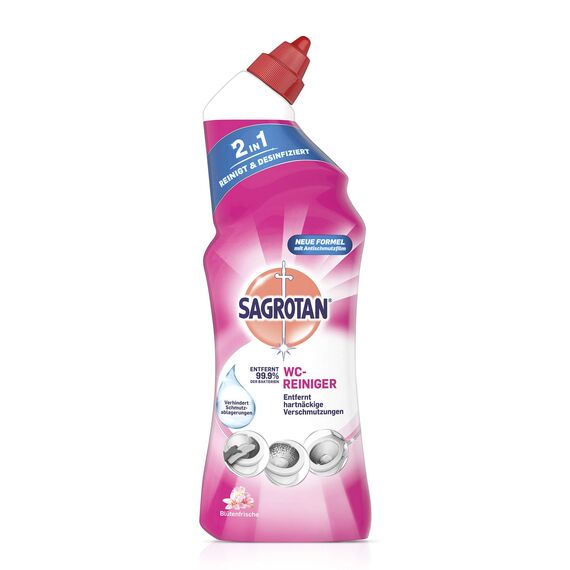 Sagrotan WC-Reiniger Blütenfrische – 2in1 Reinigungsmittel mit Antischmutzfilm für langanhaltende WC-Frische – 1 x 750 ml (Packung mit 3)