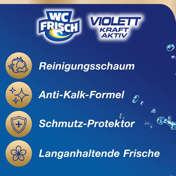 WC FRISCH Kraft Aktiv Violettspüler Magnolie, 10er Pack, WC Reiniger für eine sichtbare Reinigung mit violettem Wasser, Duftsteine für einen intensiven WC Duft