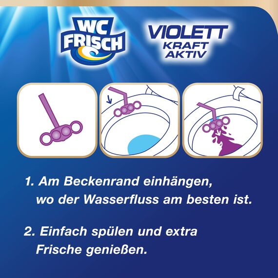 WC FRISCH Kraft Aktiv Violettspüler Magnolie, 10er Pack, WC Reiniger für eine sichtbare Reinigung mit violettem Wasser, Duftsteine für einen intensiven WC Duft