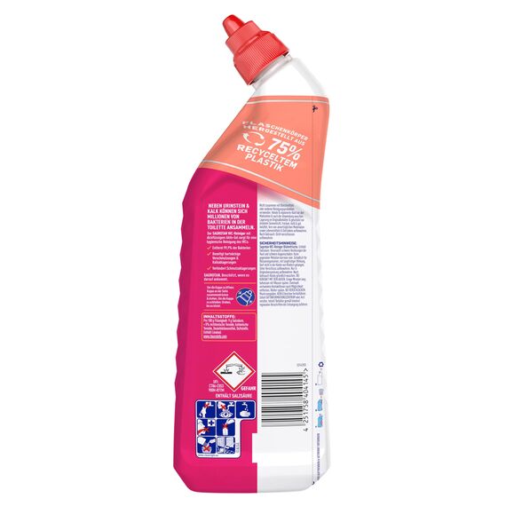 Sagrotan WC-Reiniger Blütenfrische – 2in1 Reinigungsmittel mit Antischmutzfilm für langanhaltende WC-Frische – 4 x 750 ml