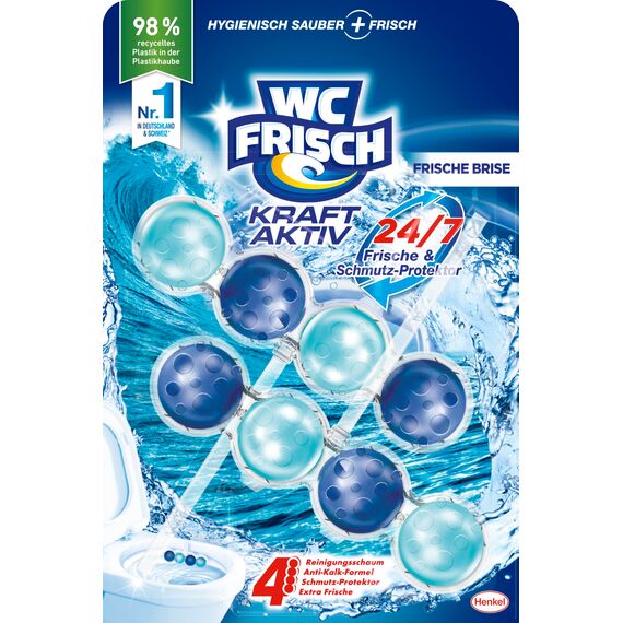 WC-Frisch Kraft Aktiv Duftspüler Frische Brise (2*50 g), WC Reiniger für Reinigung bei jeder Spülung, Duftsteine für langanhaltend frischen Duft, + 50 % Anti-Kalk Effekt*