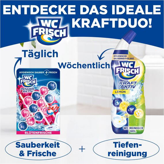 WC-Frisch WC FRISCH Kraft Aktiv Duftspüler Blüten-Frische (150 g), WC Reiniger für Reinigung bei jeder Spülung, Duftsteine für langanhaltend frischen Duft, + 50 % Anti-Kalk Effekt*