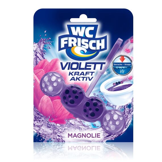 WC FRISCH Kraft Aktiv Violettspüler Magnolie, 10er Pack, WC Reiniger für eine sichtbare Reinigung mit violettem Wasser, Duftsteine für einen intensiven WC Duft