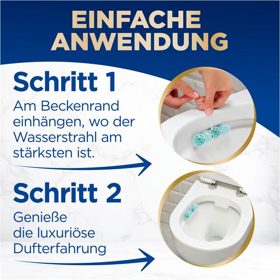 WC Frisch DeLuxe Lovely Jasmin (50 g), WC-Reiniger mit zartem Jasminduft, Duftsteine mit Parfümperlen für einen Parfüm-Boost bei jeder Spülung