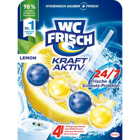 WC Frisch Kraft Aktiv Duftspüler Lemon (10er Pack), WC Reiniger sorgt für Reinigung bei jeder Spülung, Duftsteine für langanhaltend frischen WC Duft