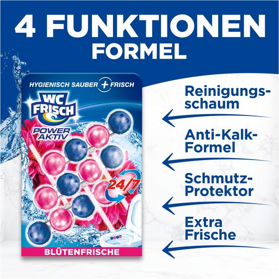 WC-Frisch WC FRISCH Kraft Aktiv Duftspüler Blüten-Frische (150 g), WC Reiniger für Reinigung bei jeder Spülung, Duftsteine für langanhaltend frischen Duft, + 50 % Anti-Kalk Effekt*