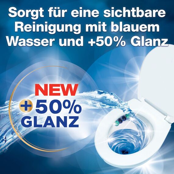 WC FRISCH Kraft Aktiv Blauspüler Chlor, WC-Reiniger und Farbspüler für hygienische Sauberkeit, mit 50 Prozent mehr Glanz ,1er Pack, 50 g