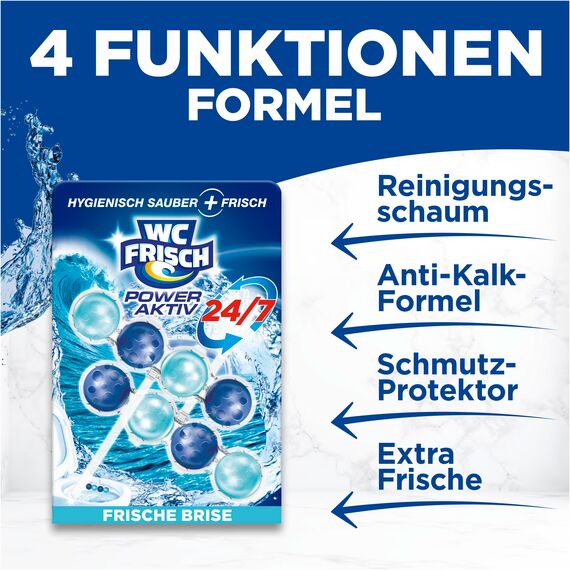 WC-Frisch Kraft Aktiv Duftspüler Frische Brise (2*50 g), WC Reiniger für Reinigung bei jeder Spülung, Duftsteine für langanhaltend frischen Duft, + 50 % Anti-Kalk Effekt*
