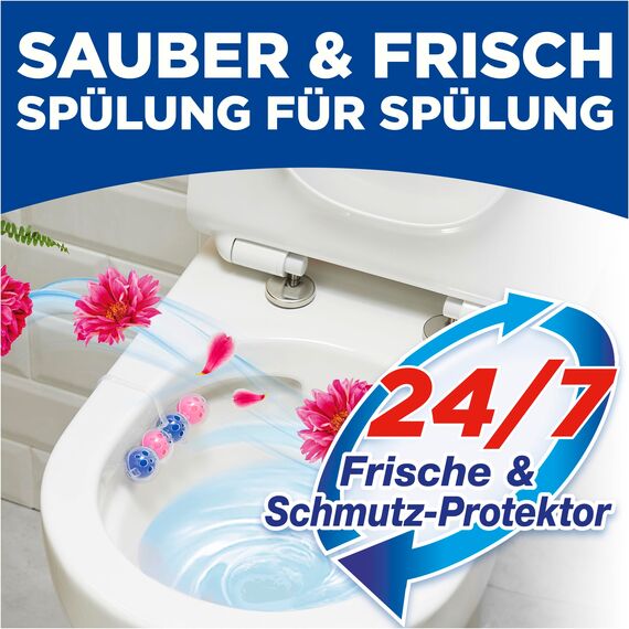 WC Frisch Kraft Aktiv Duftspüler Blüten-Frische (10er Pack), WC-Reiniger für Reinigung bei jeder Spülung, Duftsteine für langanhaltend frischen Duft, + 50 Prozent Anti-Kalk Effekt*