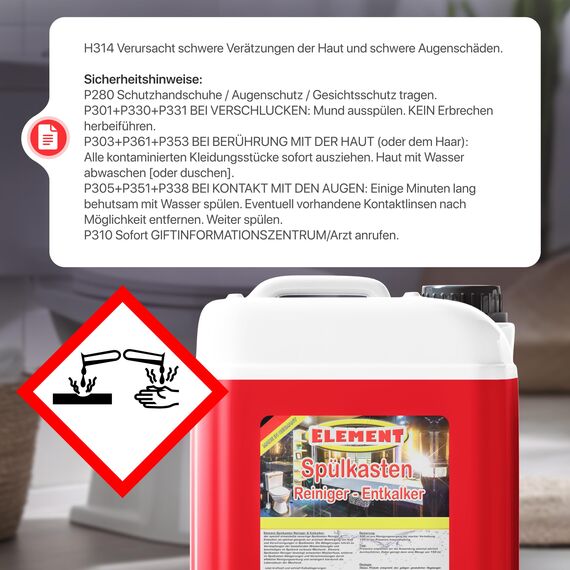 Toilettenspülkasten Entkalker 5 Liter I Spülkasten Reiniger Effektives Reinigungsmittel zum Entfernen von Ablagerungen im Spülkasten I Extra starker Spülkasten Entkalker