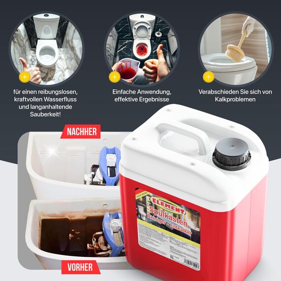 Toilettenspülkasten Entkalker 5 Liter I Spülkasten Reiniger Effektives Reinigungsmittel zum Entfernen von Ablagerungen im Spülkasten I Extra starker Spülkasten Entkalker