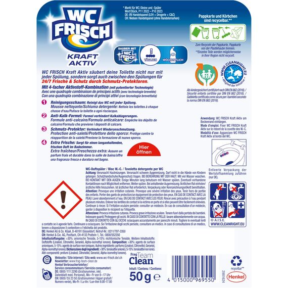 WC Frisch Kraft Aktiv Duftspüler Blüten-Frische (10er Pack), WC-Reiniger für Reinigung bei jeder Spülung, Duftsteine für langanhaltend frischen Duft, + 50 Prozent Anti-Kalk Effekt*