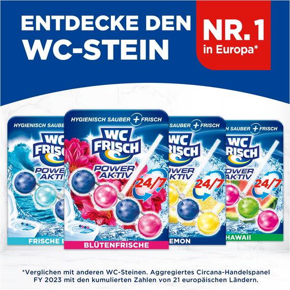 WC Frisch Kraft Aktiv Duftspüler Blüten-Frische (10er Pack), WC-Reiniger für Reinigung bei jeder Spülung, Duftsteine für langanhaltend frischen Duft, + 50 Prozent Anti-Kalk Effekt*