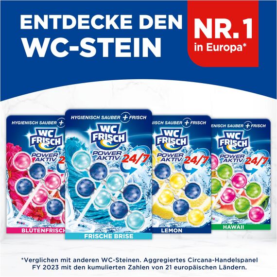 WC-Frisch Kraft Aktiv Duftspüler Frische Brise (2*50 g), WC Reiniger für Reinigung bei jeder Spülung, Duftsteine für langanhaltend frischen Duft, + 50 % Anti-Kalk Effekt*