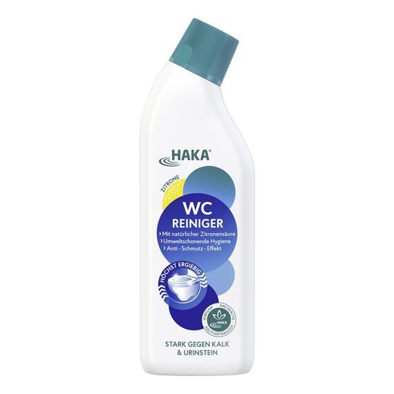 HAKA WC Reiniger Gel Citrus, 740 ml, extra stark gegen Kalk, Urin- & Wasserstein, langanhaltende Frische, Toilettenreiniger mit umweltfreundlicher Milchsäure