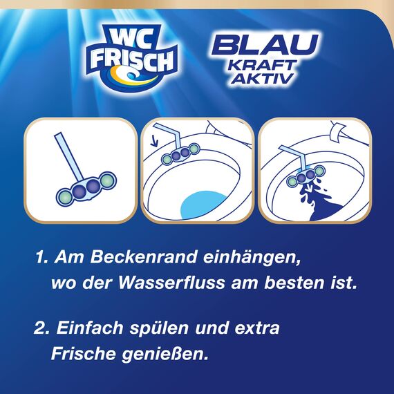 WC FRISCH Kraft Aktiv Blauspüler Ozeanfrische (150 g), WC Reiniger mit innovativer Geruchs-Stopp-Formel, Duftsteine für extra Frische und eine sichtbare Reinigung