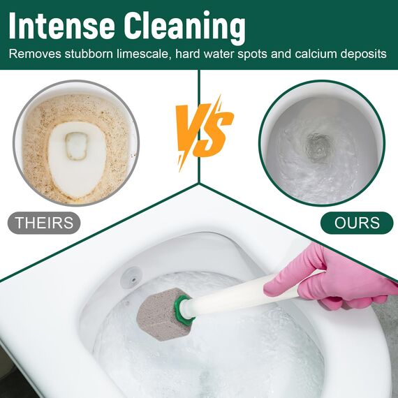 Bimsstein Toilettenreiniger, 10 Stück WC Cleaning Block mit 1 Griff, Reinigungsstein für WC, Badezimmer, Küche & Schwimmbäder, hartnäckige Flecken, Kalk & Urinstein