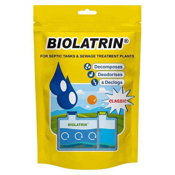 BIOLATRIN Classic 400 g Geruchsentferner und Klärgrubenreiniger – Biologisches Mittel gegen Geruch & Schlamm in Sickergrube & Außentoilette – Zersetzt Fäkalien & Papier – Für Kleingarten & Camping WC