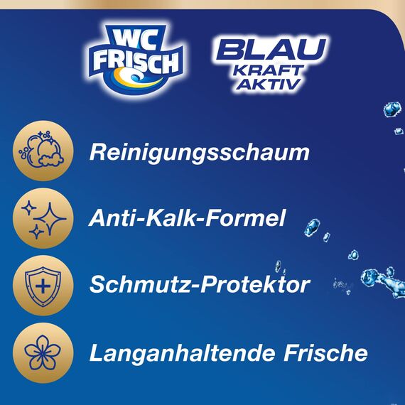 WC FRISCH Kraft Aktiv Blauspüler Ozeanfrische (150 g), WC Reiniger mit innovativer Geruchs-Stopp-Formel, Duftsteine für extra Frische und eine sichtbare Reinigung