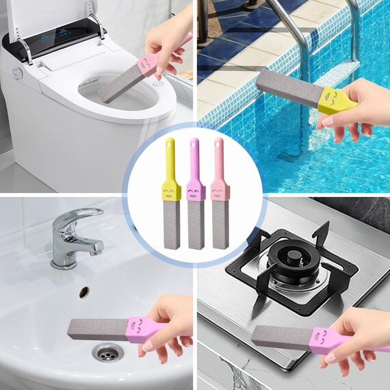 Hexizexi 12 Stück Bimsstein Toilettenreiniger Bimsstein Toilette mit 3 Griffe Austauschbar Pumice Stone für Toiletten Badezimmer Küchen Pools